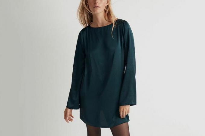 Nordstrom Madewell Minivestido recto de satén de manga larga